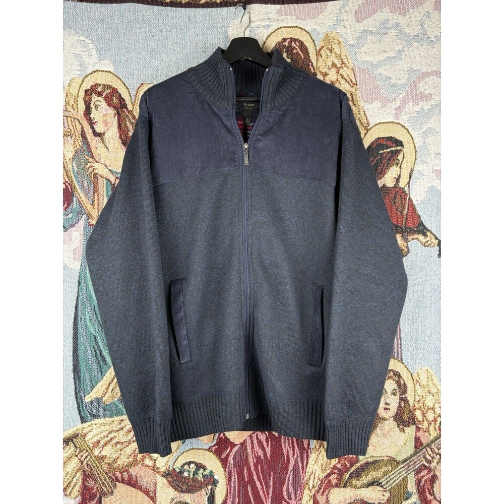 Six Lincoln New York Blue Men’s Sweater Size Large Blanket Lined Zip Up Soft - Picture 1 of 8